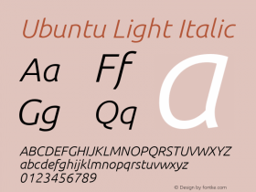 Ubuntu Light Italic 0.83 Font Sample