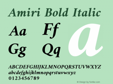 Amiri Bold Italic Version 000.109图片样张