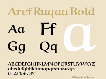 Aref Ruqaa Bold Version 1.0g based on 0.7 Font Sample