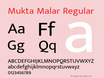 Mukta Malar Regular Version 2.538;PS 1.000;hotconv 16.6.51;makeotf.lib2.5.65220; ttfautohint (v1.6)图片样张