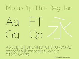 Mplus 1p Thin Version 1.061 Font Sample