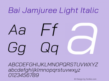 Bai Jamjuree Light Italic Version 1.000; ttfautohint (v1.6)图片样张
