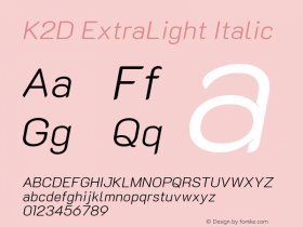 K2D ExtraLight Italic Version 1.000; ttfautohint (v1.6) Font Sample