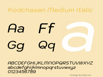 Kodchasan Medium Italic Version 1.000; ttfautohint (v1.6) Font Sample