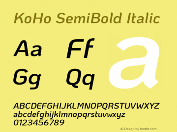 KoHo SemiBold Italic Version 1.000; ttfautohint (v1.6) Font Sample