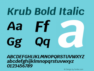 Krub Bold Italic Version 1.000; ttfautohint (v1.6)图片样张