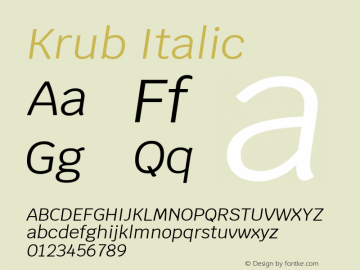 Krub Italic Version 1.000; ttfautohint (v1.6)图片样张