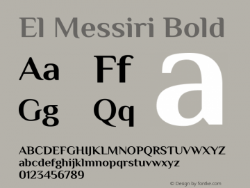 El Messiri Bold Version 2.006 Font Sample