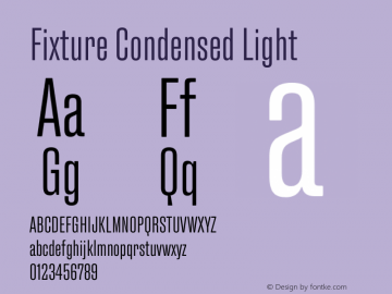 Fixture Condensed Light Version 1.000 Font Sample