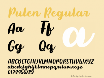 Pulen Version 1.00;June 30, 2018 Font Sample