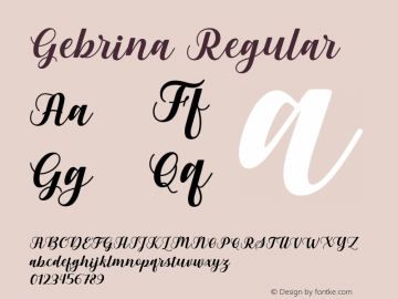 Gebrina Version 1.00;July 13, 2018 Font Sample