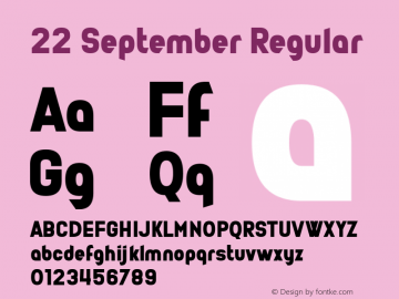 22 September Version 1.00;October 3, 2018;FontCreator 11.5.0.2427 64-bit图片样张