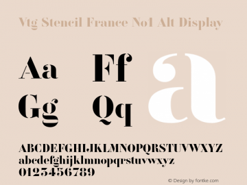 Vtg Stencil France No1 Alt Disp Version 1.001;PS 1.001;hotconv 16.6.54;makeotf.lib2.5.65590 Font Sample