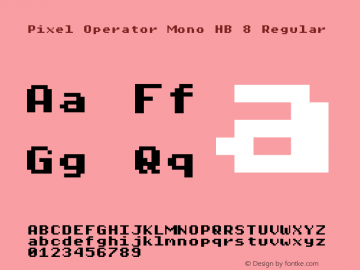 Pixel Operator Mono HB 8 2018.10.04-1 Font Sample