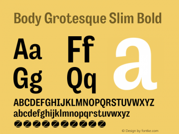 Body Grotesque Slim Bold Version 1.006 Font Sample