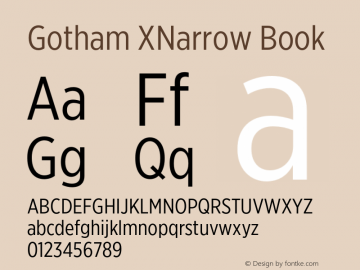 GothamXNarrow-Book Version 3.301 Font Sample