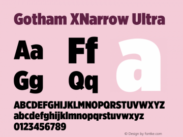 GothamXNarrow-Ultra Version 3.301 Font Sample
