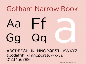 GothamNarrow-Book Version 3.301 Font Sample