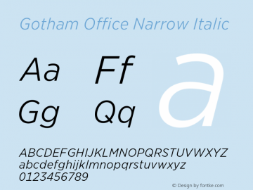 GothamNarrowOffice-Italic Version 1.301图片样张