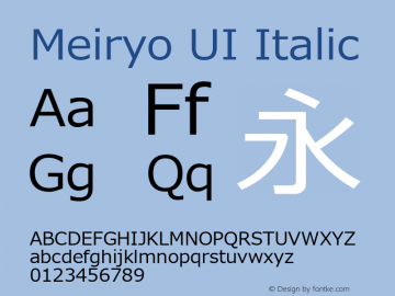 Meiryo UI Italic Version 6.26 Font Sample