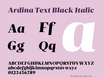 Ardina Text Black Italic Version 1.001;PS 001.001;hotconv 1.0.70;makeotf.lib2.5.58329图片样张