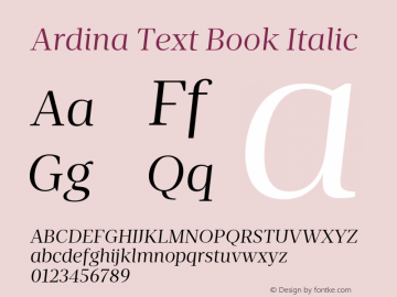 Ardina Text Book Italic Version 1.001;PS 001.001;hotconv 1.0.70;makeotf.lib2.5.58329图片样张