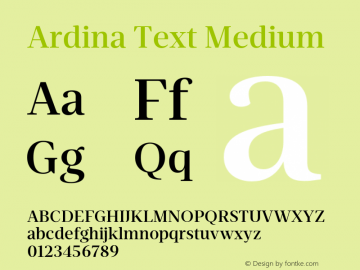 Ardina Text Medium Version 1.001;PS 001.001;hotconv 1.0.70;makeotf.lib2.5.58329图片样张