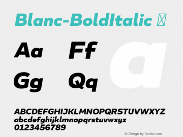 ☞Blanc Bold Italic Version 1.000;PS 001.000;hotconv 1.0.70;makeotf.lib2.5.58329;com.myfonts.easy.latinotype.blanc.bold-italic.wfkit2.version.4pNH图片样张