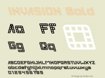 INVASION Bold Version 1.00;October 4, 2018;FontCreator 11.5.0.2427 64-bit图片样张