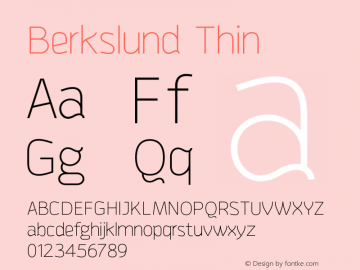Berkslund-Thin Version 1.000 Font Sample