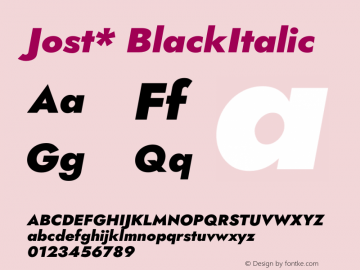 Jost* BlackItalic Version 3.200; ttfautohint (v0.97) -l 8 -r 50 -G 200 -x 14 -f dflt -w G图片样张