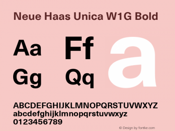 Neue Haas Unica W1G Bold Version 1.00 Font Sample