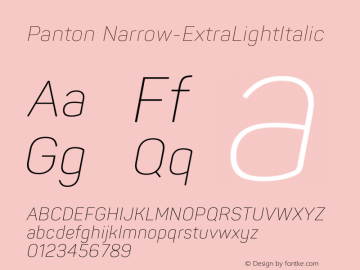 Panton Narrow ExtraLight Italic Version 2.000图片样张