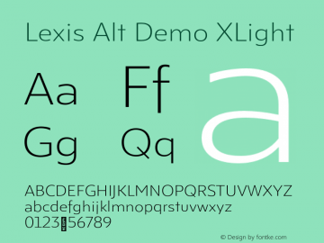 Lexis Alt Demo XLight Version 1.000;PS 001.000;hotconv 1.0.88;makeotf.lib2.5.64775图片样张