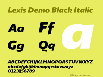 Lexis Demo Black Italic Version 1.000;PS 001.000;hotconv 1.0.88;makeotf.lib2.5.64775图片样张