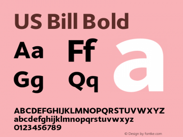 US Bill Bold Version Version 1.000图片样张