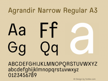 Agrandir-NarrowRegularA3 Version 1.000 Font Sample