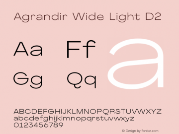 Agrandir-WideLightD2 Version 1.000 Font Sample