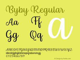 Byby Version 1.00;August 15, 2018 Font Sample