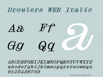 DroulersWEB-Italic Version 5.001;PS 5.1;hotconv 1.0.88;makeotf.lib2.5.647800图片样张