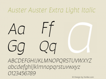 Auster Auster ExtLt Ita Version 1.000;PS 001.000;hotconv 1.0.88;makeotf.lib2.5.64775图片样张