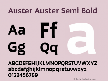Auster Auster Semi Bold Version 1.000;PS 001.000;hotconv 1.0.88;makeotf.lib2.5.64775 Font Sample