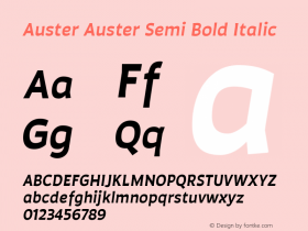 Auster Auster Semi Bold Italic Version 1.000;PS 001.000;hotconv 1.0.88;makeotf.lib2.5.64775 Font Sample