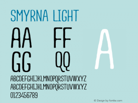 Smyrna Light Version 1.000 2014 initial release Font Sample