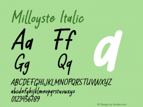 Milloyste Italic Version 1.00;June 7, 2018图片样张