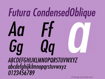 Futura CondensedOblique Version 001.000 Font Sample