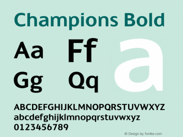 Champions Bold Version 4.003; ttfautohint (v1.6) Font Sample