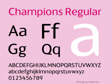 Champions Regular Version 4.003; ttfautohint (v1.6) Font Sample