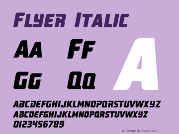 Flyer Italic Version 1.003;Fontself Maker 2.1.2图片样张