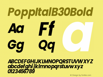 PoppItalB30 Bold Version 2.00;October 15, 2018;FontCreator 11.5.0.2427 64-bit Font Sample